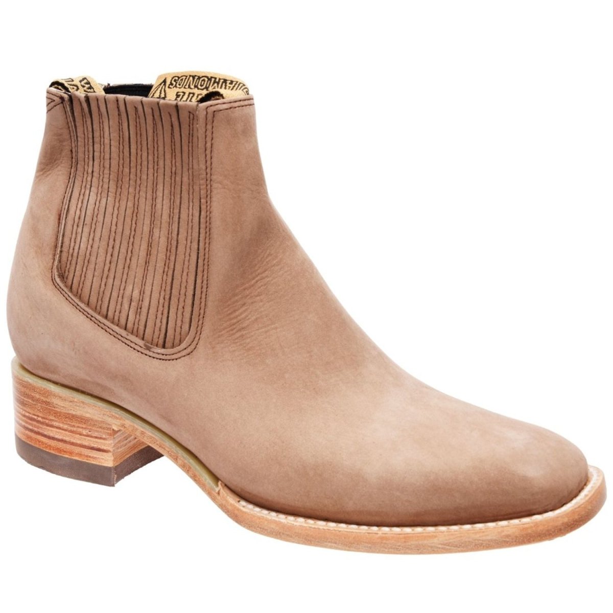 Botines Charros de Gamuza Punta Cuadrada para Joven Color Nogal - White Diamonds Boots