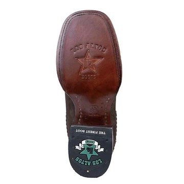 Botines Charros de Gamuza Punta Cuadrada para Mujer Color Chocolate LAB-32B6359 - Los Altos Boots