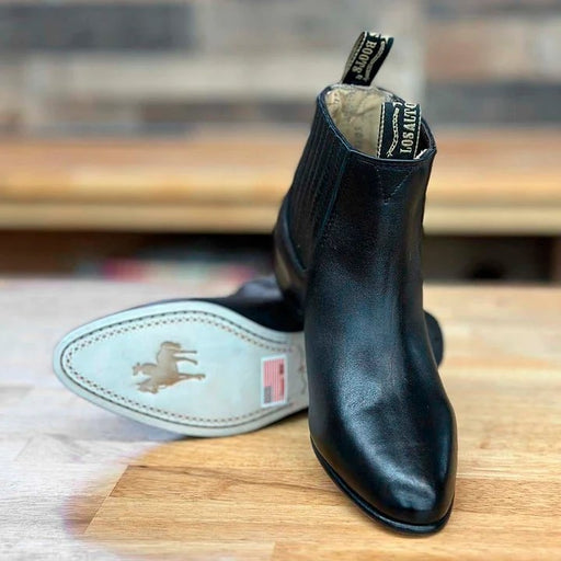 Botines Charros de Piel de Venado Original Color Negro LAB-615105 - Los Altos Boots