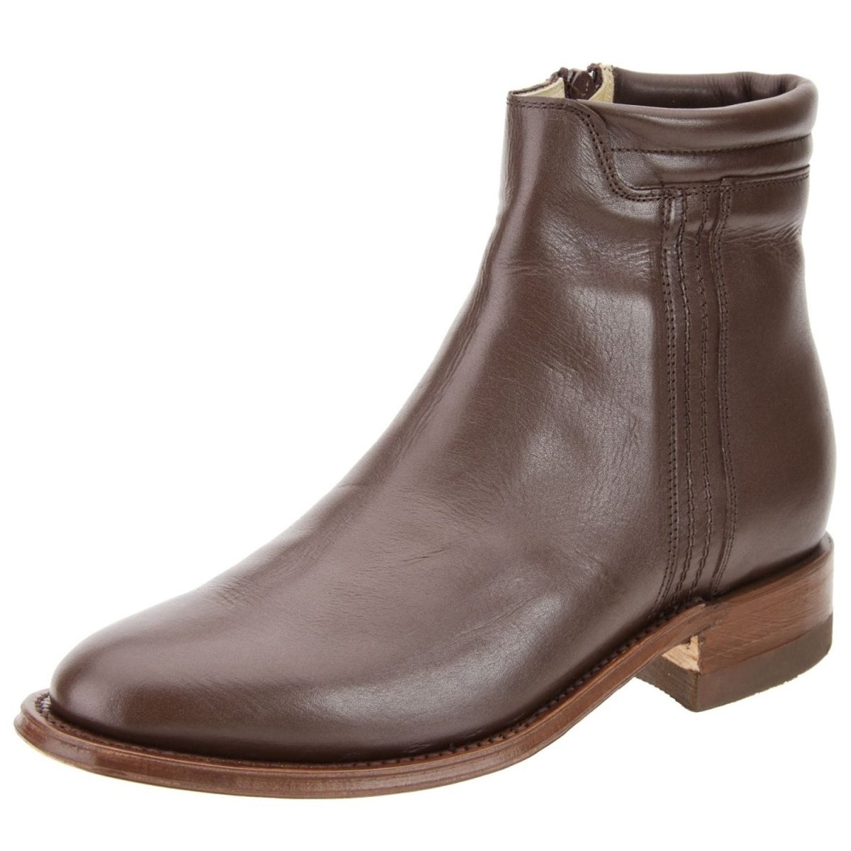 Botines Charros de Piel Napa Original Color Cafe con Zipper Lateral WD-735 - White Diamonds Boots
