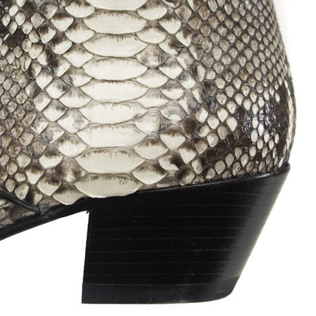 Genuine Python Pointed Toe Ankle Boots with Zipper Natural Color – Los Altos Boots – Heel View