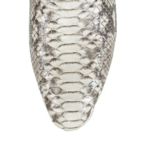 Genuine Python Pointed Toe Ankle Boots with Zipper Natural Color – Los Altos Boots – Toe View