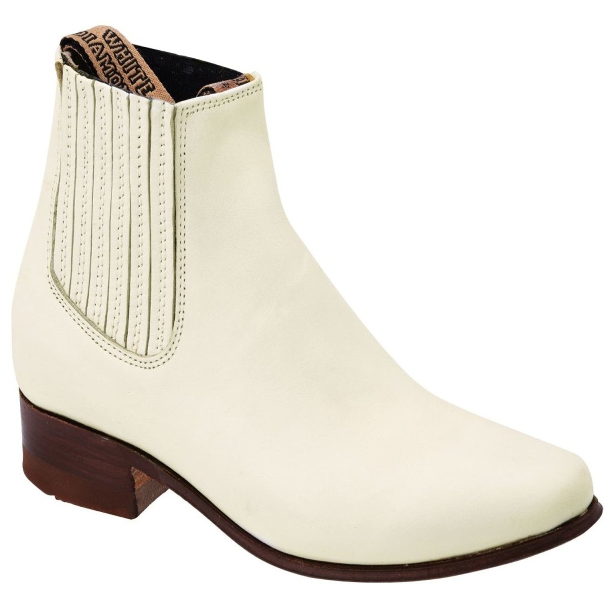 Botines Charros para Niño de Cuero Napa Original Color Hueso WD-762 - White Diamonds Boots