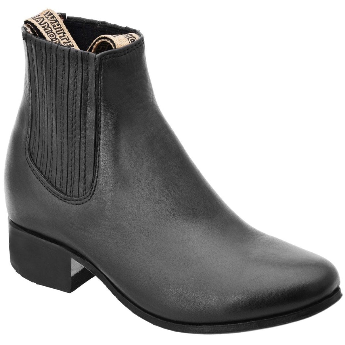 Botines Charros Piel Napa Color Negro Suela de Cuero WD-645