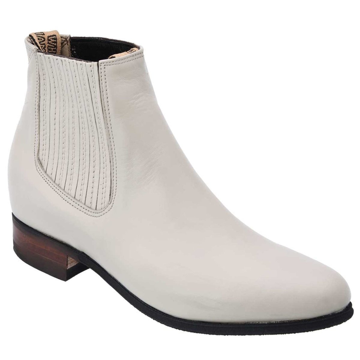 Botines Charros Piel Napa Color Hueso Suela de Hule WD-704 - White Diamonds Boots