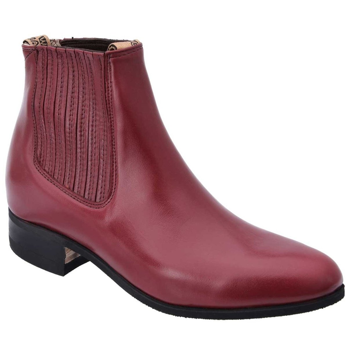 Botines Charros Piel Napa Color Vino con Suela de Hule WD-706 - White Diamonds Boots