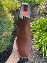 Wester Genuine leather Wide Square Ankle Boots Brown Color - Los Altos Boots Top View 