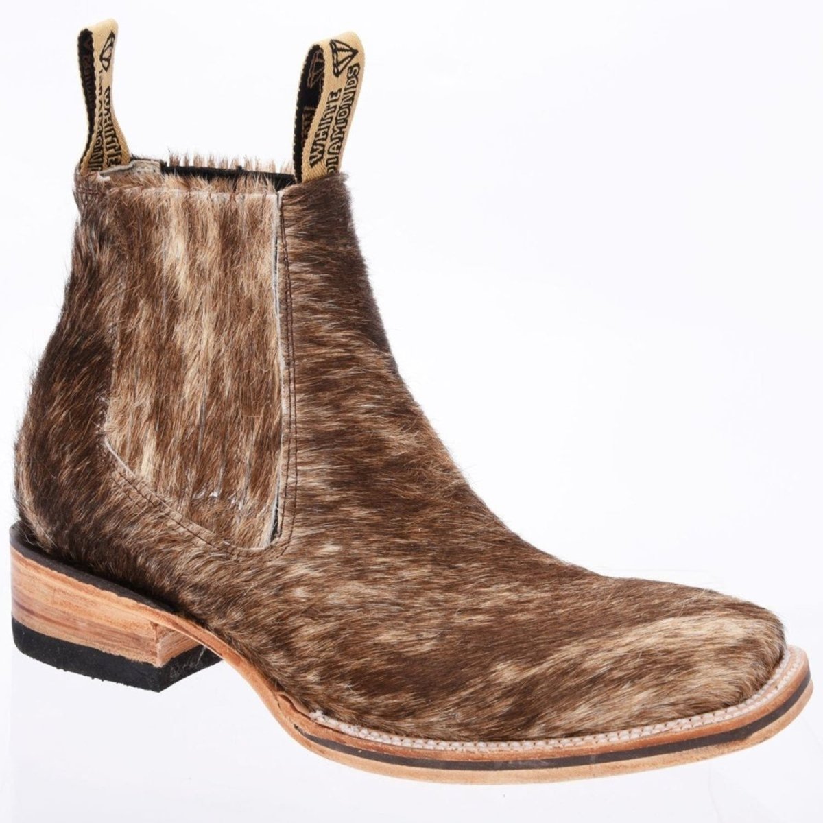 Botines Charros Punta Cuadrada con Pelo de Vaca Color Cafe WD-751 - White Diamonds Boots