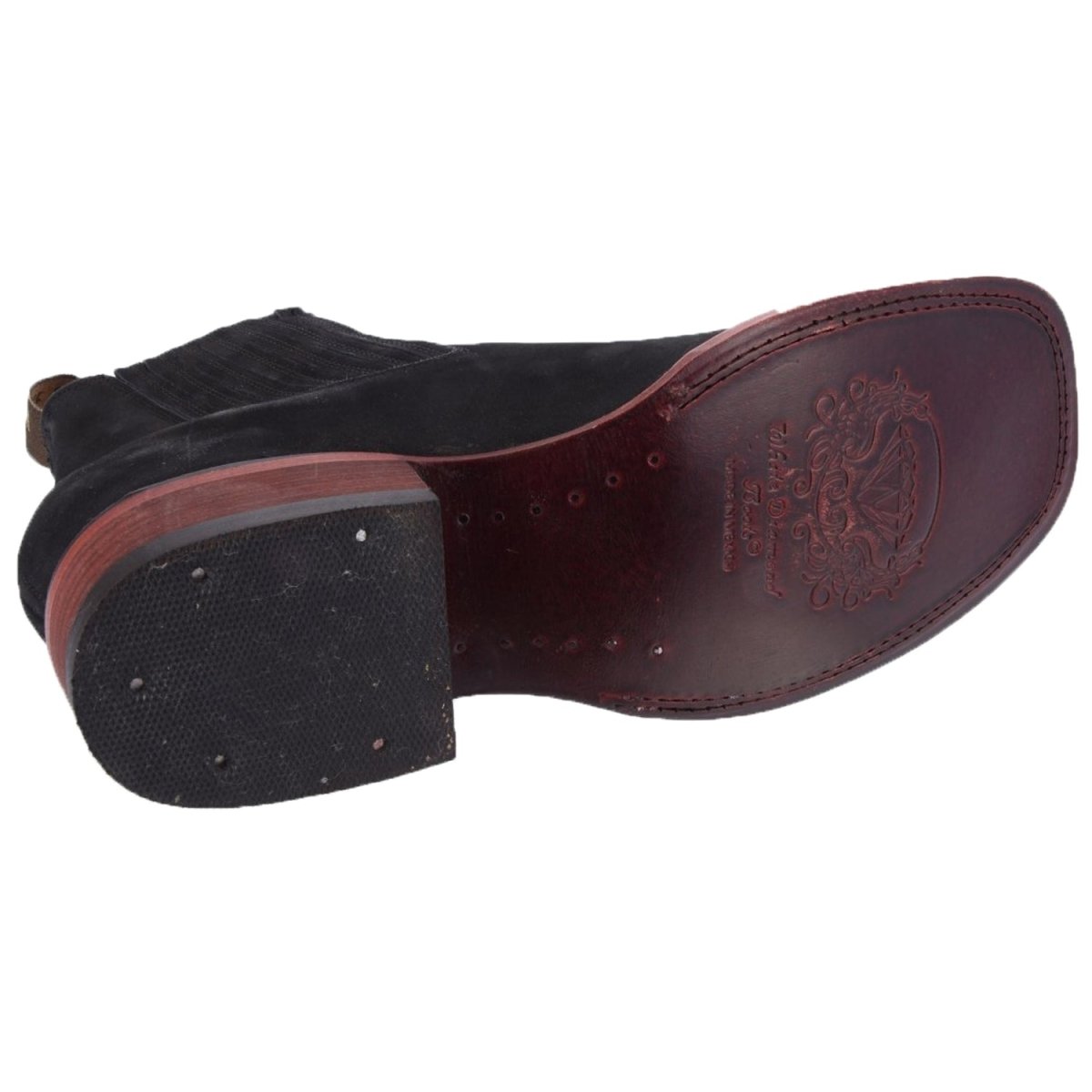 Botines Charros Punta Cuadrada de Gamuza (Nobuck) Color Negro WD-744 - White Diamonds Boots