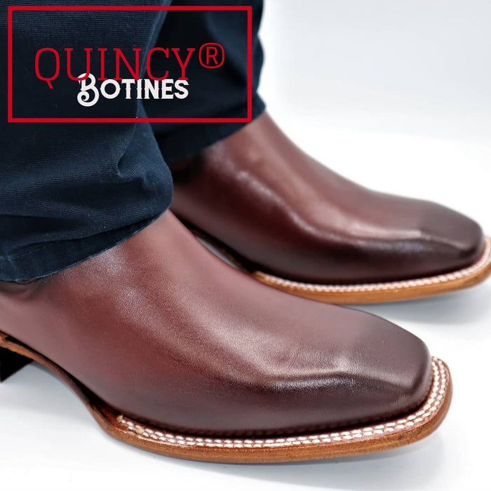 Botines Charros Quincy con Punta Cuadrada Color Vino Q68B8343 - Quincy Boots