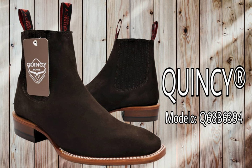 Botines Charros Quincy de Gamuza con Punta Cuadrada Color Chocolate - Quincy Boots