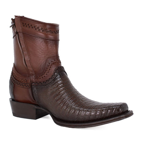 Botines de Armadillo Lizard Original Horma Europea Cuadrada Cafe 76B0716 - Los Altos Boots