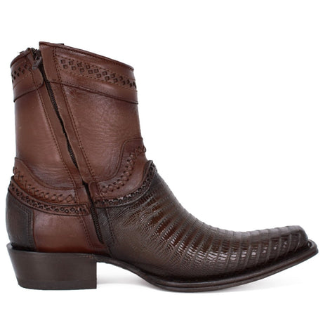 Botines de Armadillo Lizard Original Horma Europea Cuadrada Cafe 76B0716 - Los Altos Boots