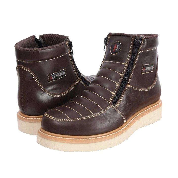 Botines de Trabajo Hammer con Doble Zipper Color Cafe - Joe Boots