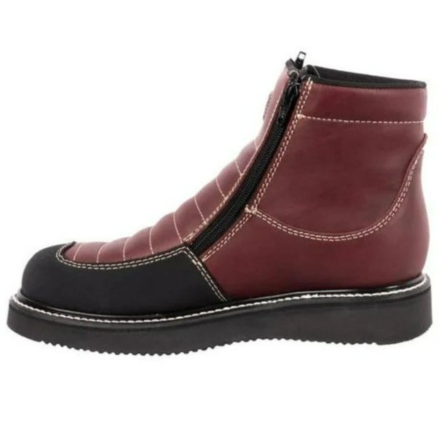 Botines de Trabajo Hammer con Doble Zipper Punta Reforzada Color Vino - Joe Boots