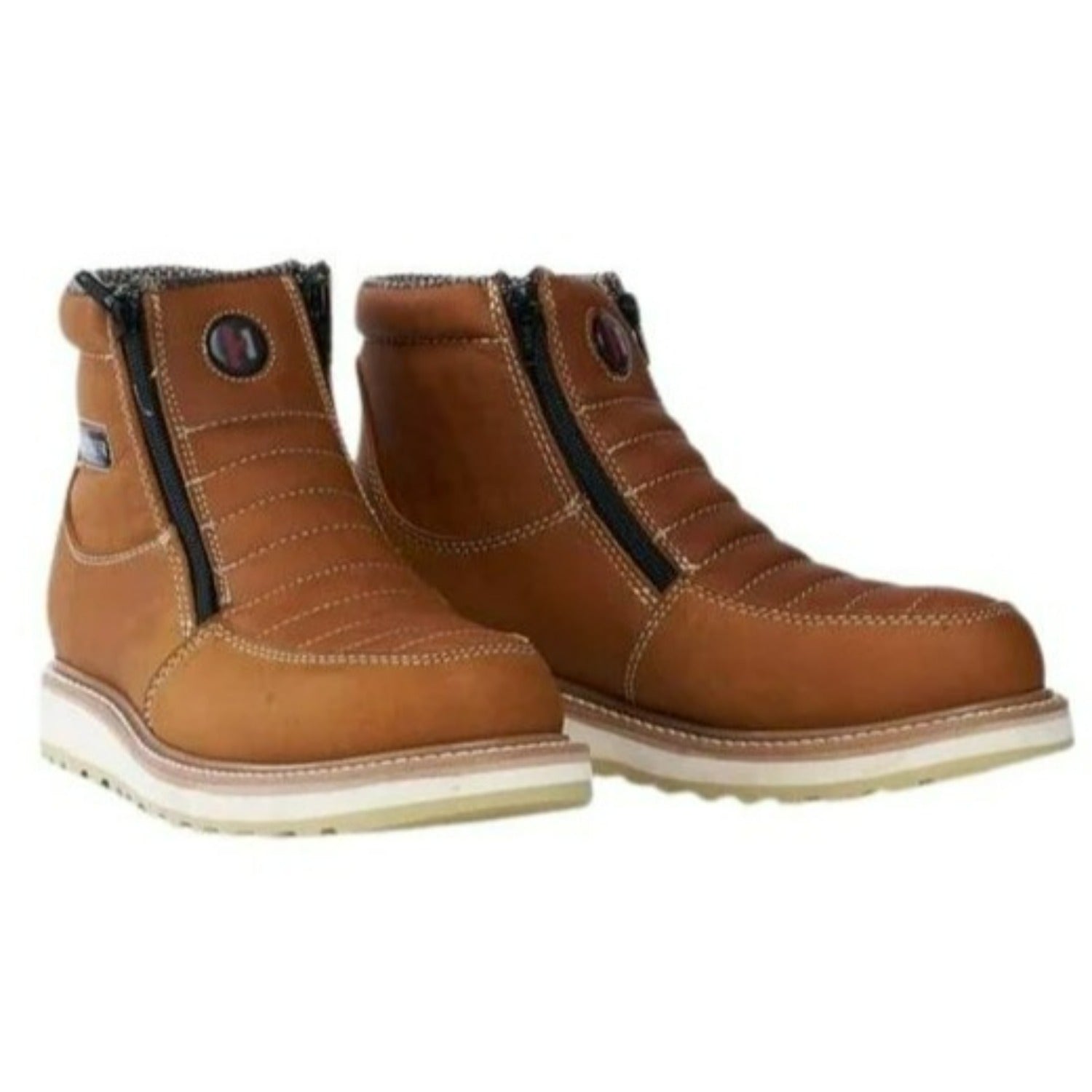Hammer Double Zipper Work Boots with Double Density Sole in Havana