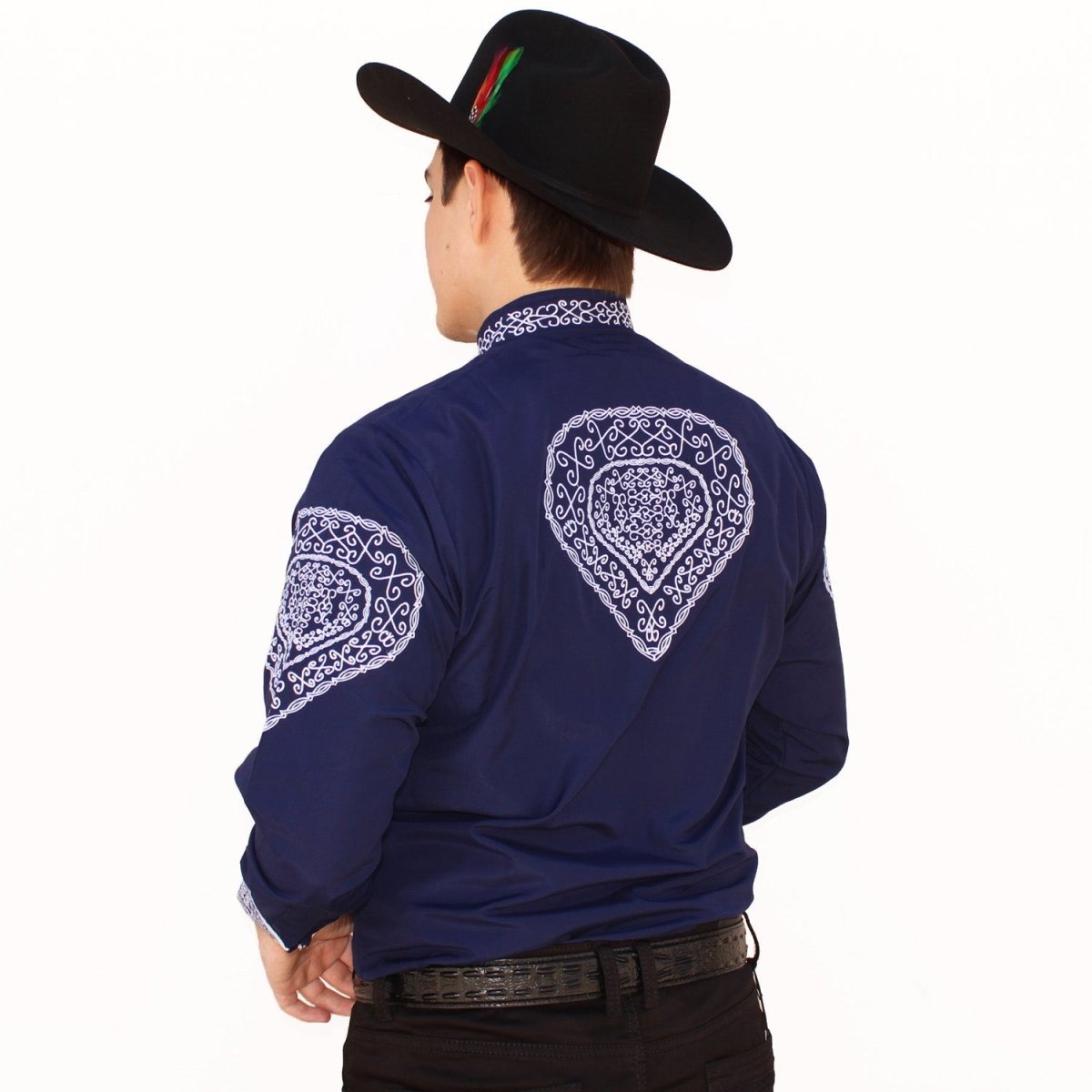 Camisa Charra Bordada Color Azul Marino AW-1009AM - American West