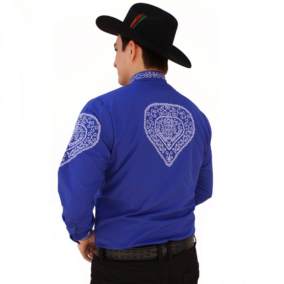 Camisa Charra Bordada Color Azul Rey AW-1009A - American West