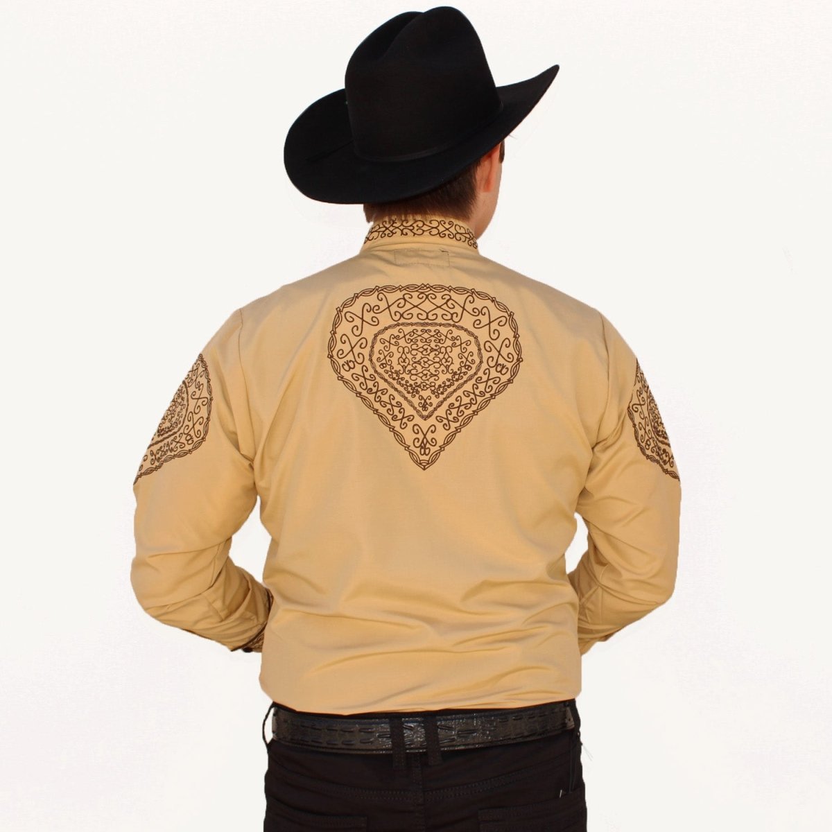 Camisa Charra Bordada Color Beige AW-1009B - American West