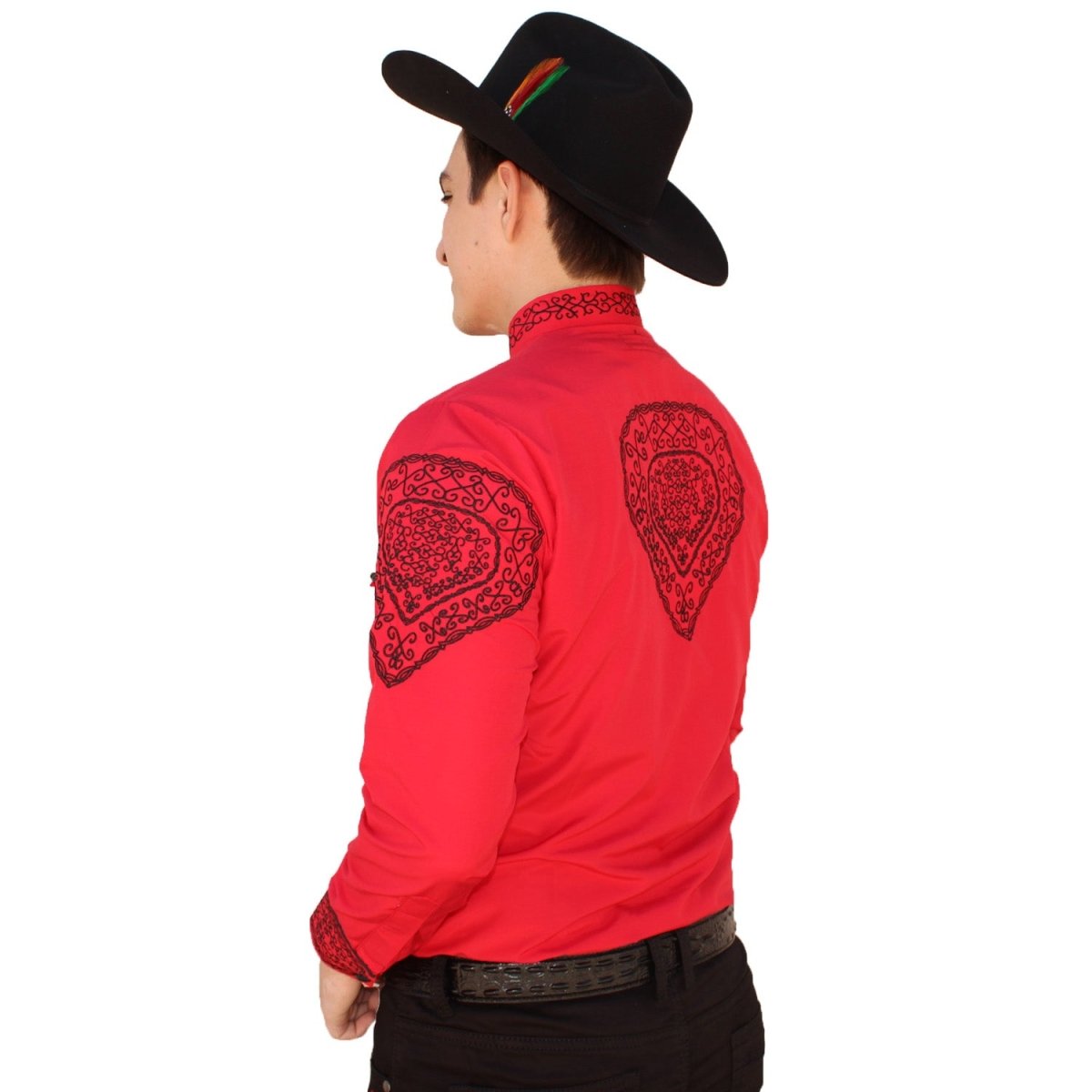 Camisa Charra Bordada Color Rojo AW-1009R - American West