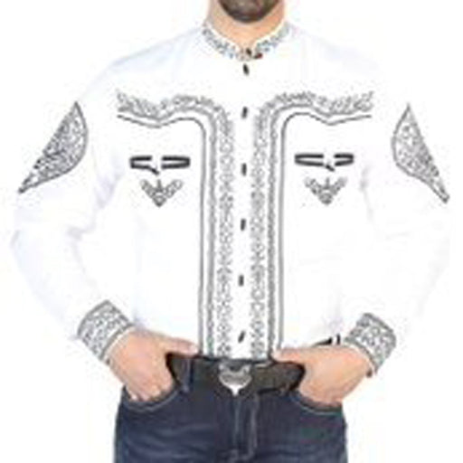Camisa Charra Bordada El General Blanca con Negro GEN-126688 - El General