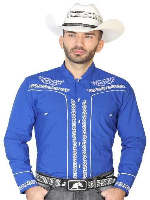 Camisa Charra Bordada El Señor de los Cielos Azul Rey GEN-42878 - El General