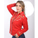 Camisa Vaquera Bordada Color Rojo con Flores WD-537 - White Diamons Boots