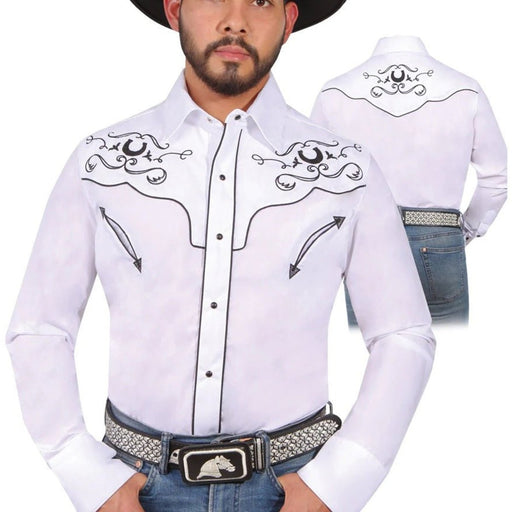 Camisa Vaquera Bordada El General Color Blanco GEN-42946 - El General