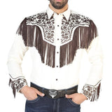 Camisa Vaquera Bordada El Señor de los Cielos Beige GEN-126710 - El General