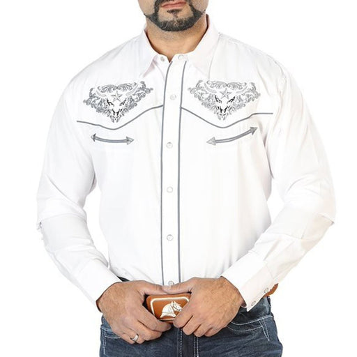 Camisa Vaquera Bordada El Señor de los Cielos Blanca GEN-126677 - El General