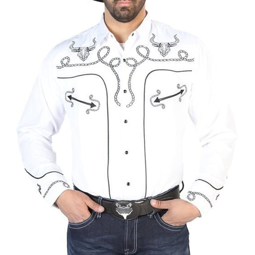 Camisa Vaquera Bordada El Señor de los Cielos Blanca GEN-126712 - El General