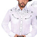 Camisa Vaquera Bordada El Señor de los Cielos Color Blanco GEN-42941 - El General