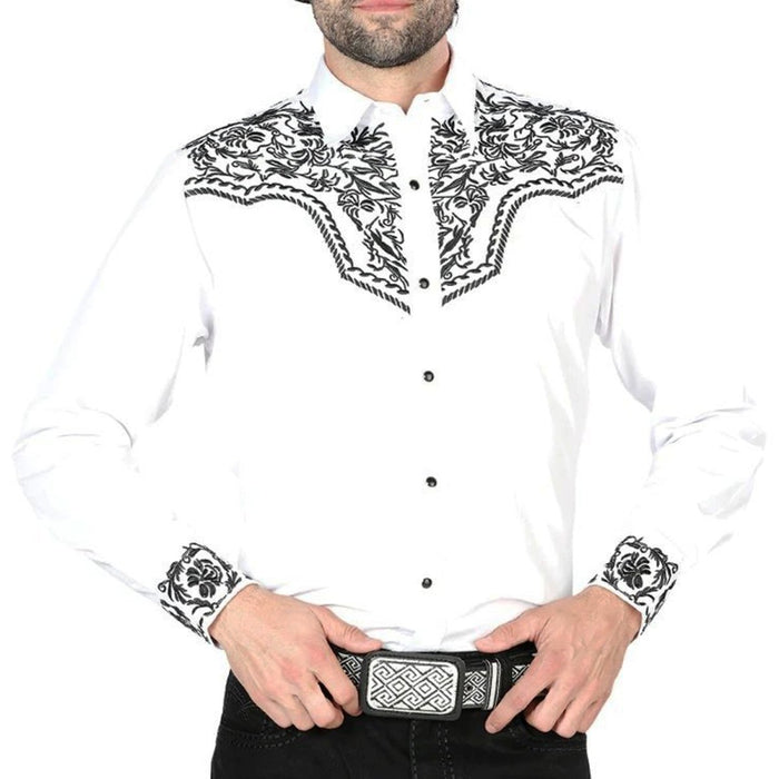 Camisa Vaquera Bordada El Señor de los Cielos Color Blanco GEN-43304 - El General