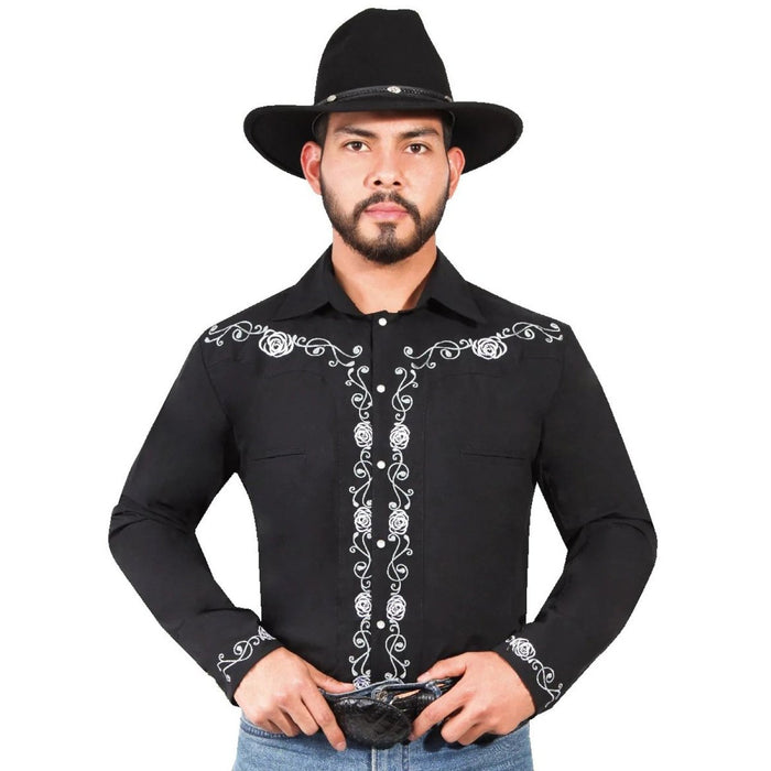 Camisa Vaquera Bordada El Señor de los Cielos Color Negro GEN-42937 - El General