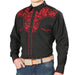 Camisa Vaquera Bordada El Señor de los Cielos Color Negro y Rojo GEN-43297 - El General
