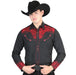 Camisa Vaquera Bordada El Señor de los Cielos Color Negro y Rojo GEN-44335 - El General