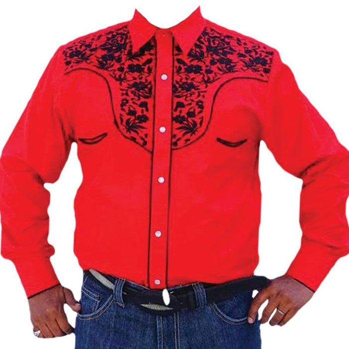 Camisa Vaquera Bordada El Señor de los Cielos Color Rojo GEN-43298 - El General