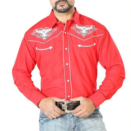 Camisa Vaquera Bordada El Señor de los Cielos Roja GEN-126678 - El General