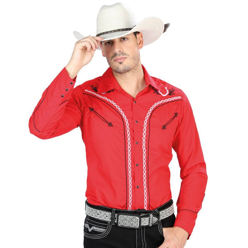 Camisa Vaquera Bordada El Señor de los Cielos Rojo GEN-44358 - El General