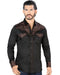 Camisa Vaquera Bordada para Hombre Lamasini Color Negro-Cafe LAM-2205C - Lamasini Jeans