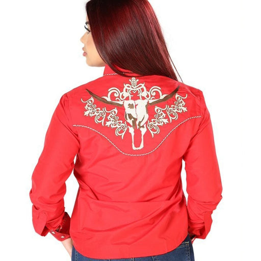 Camisa Vaquera Bordada para Mujer El Señor de los Cielos Roja GEN-126675 - El General