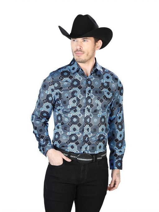 Camisa Vaquera de Moda El Señor de los Cielos Azul Estampada GEN-43963 - El General