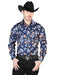Camisa Vaquera de Moda El Señor de los Cielos Azul Floral GEN-43957 - El General