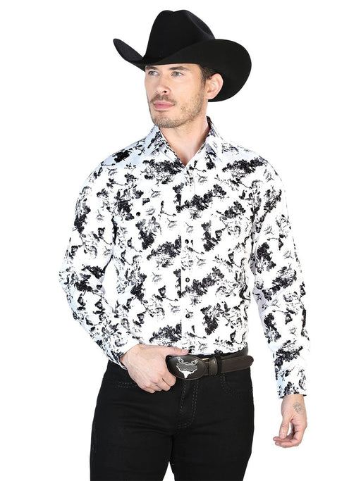 Camisa Vaquera de Moda El Señor de los Cielos Blanco y Negro GEN-43952 - El General