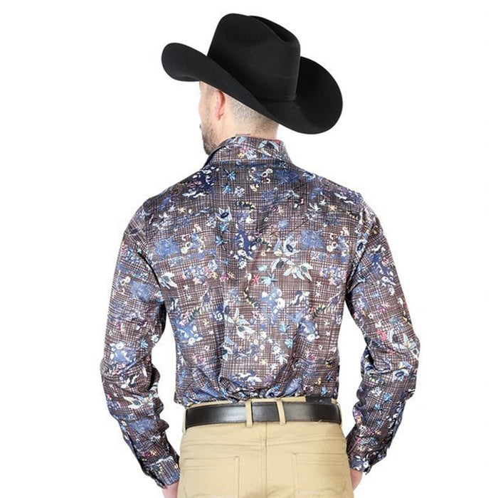 Camisa Vaquera de Moda El Señor de los Cielos Color Navy Floral GEN-43953 - El General