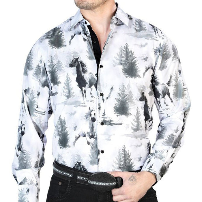 Camisa Vaquera de Moda El Señor de los Cielos Gris y Negro GEN-43688 - El General