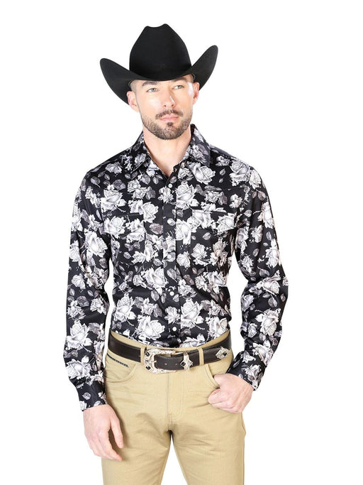 Camisa Vaquera de Moda El Señor de los Cielos Negra con Flores GEN-43960 - El General