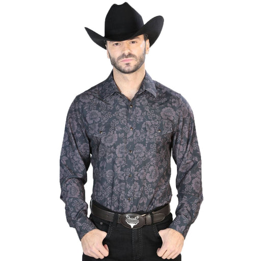Camisa Vaquera de Moda El Señor de los Cielos Negro con Rosas GEN-44100 - El General