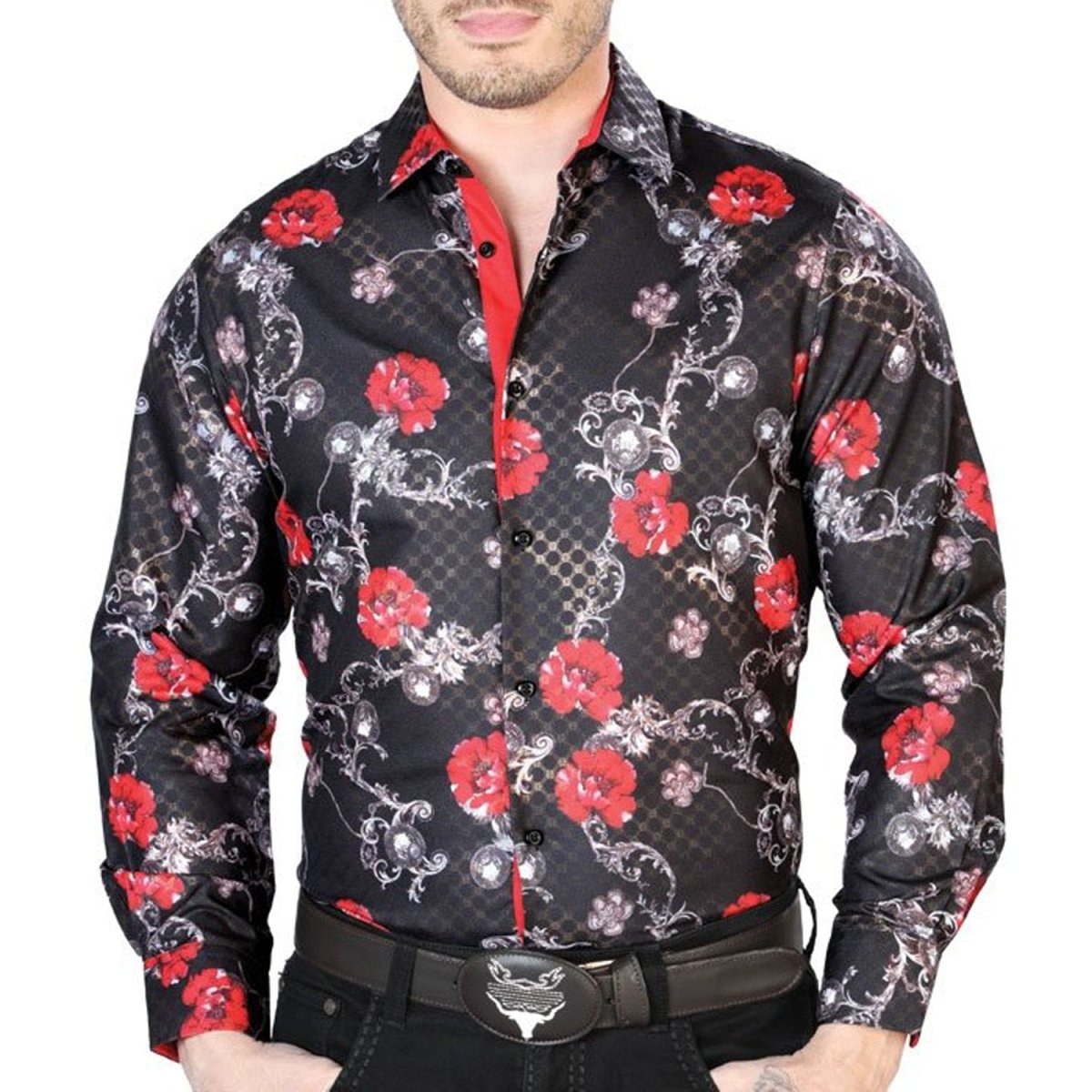 Camisa Vaquera de Moda El Se or de los Cielos Negro Rojo GEN 43809