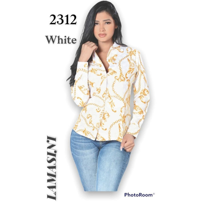 Camisa Vaquera de Moda para Mujer Color Blanco LAM-2312WHITE - Lamasini Jeans